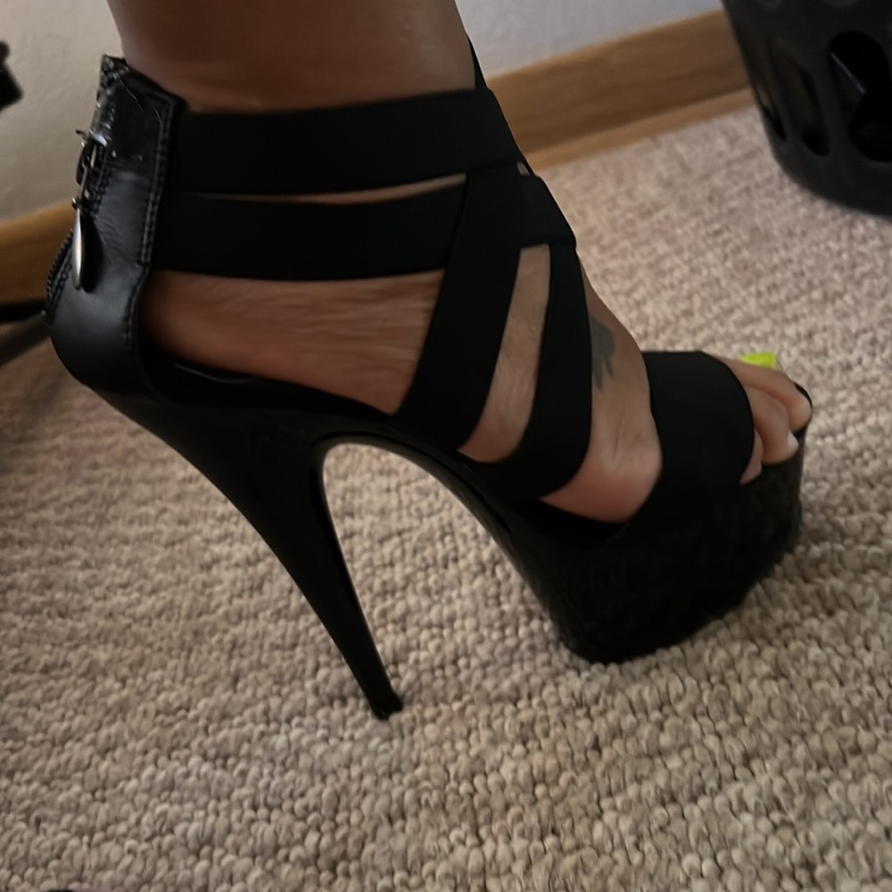 Strappy Black Platform Stiletto Heels SIZE: 8 - Picture 9 of 12